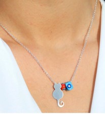 Amazing Evil eye cat necklace
