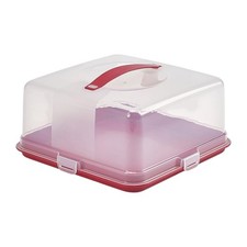 Whitefurze Red Square Cake Storer Box Red & Clear with Strong Locking Clips