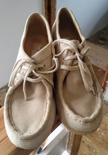 Clarks Originals Beige Suede Leather Wedge Lace Up Shoes Womens Size 6 1/2