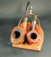 Vtg.Handmade straight rooster cowboy spur leather rest Tobacco Pipe stand