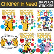 Pudsey Bear Children In Need Iron On Transfer Sticker Let's Raise Lots T-Shirt