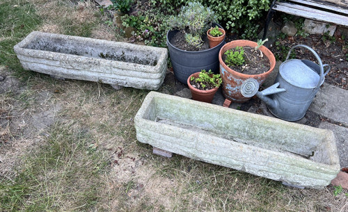 Vtg concrete planter trough - concrete,