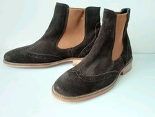 John White Suede Boots Brown Alice Chelsea Ankle Leather Ladies Size UK 6  EU 39