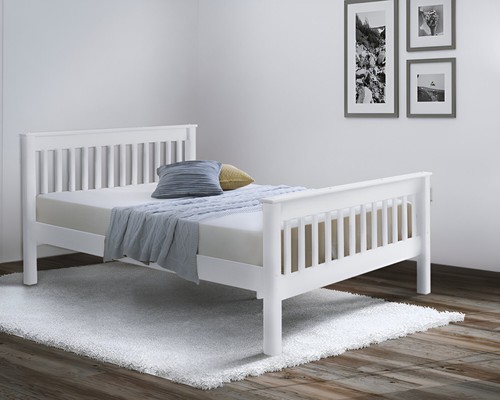 Devon white wooden bed frame - wooden,