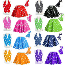 Girls Ladies Polka Dot Skirt or Waistcoat 50's Rock n Roll Grease Costume