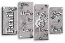 Family Love Wall Art Print Silver Grey Framed Split Wall Canvas Picture Large