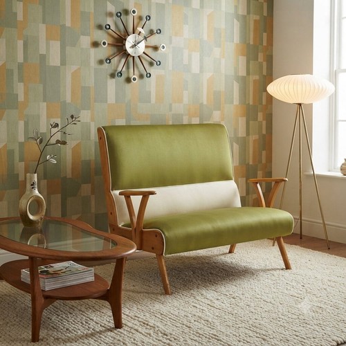 Vintage sofa two tone velvet - sofa, two-tone