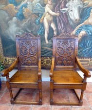 2 WAINSCOT CHAIRS 17TH STYLE COUNTRY OAK  QUALITY BESPOKE  FREE SHIPPING ENGLAND