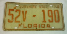1974 Florida License Plate