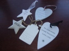 A Small Collection of Hanging Ceramic Signs.... Hearts etc
