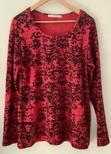 Peruvian connection Red and BlackFitted Long Sleeve Tunic Women's Top Size 16 L