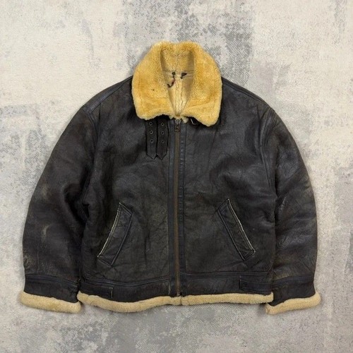 Vintage sheepskin jacket - sheepskin, xl