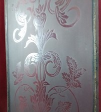Beautiful Edwardian / Victorian Eched Glass Door Panel - 45" X 11.5" - Reclaimed