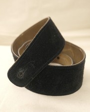 Guitar strap black and tan leather electric acoustic