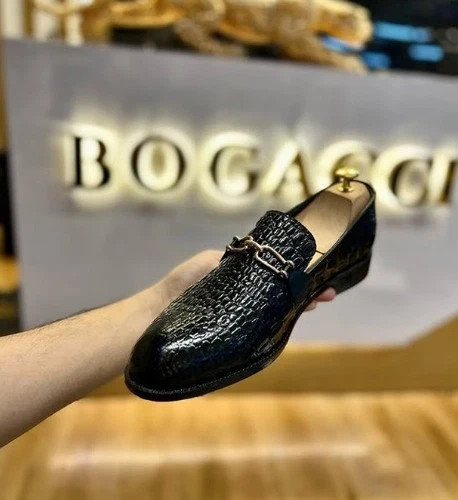 Handmade men black crocodile