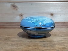 A Vintage Oriental/Japanese Blue Ceramic Drip Glaze Trinket Box With Lid Mint !