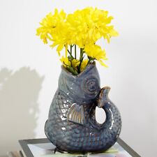 Blue Reactive Glaze Fish Glug