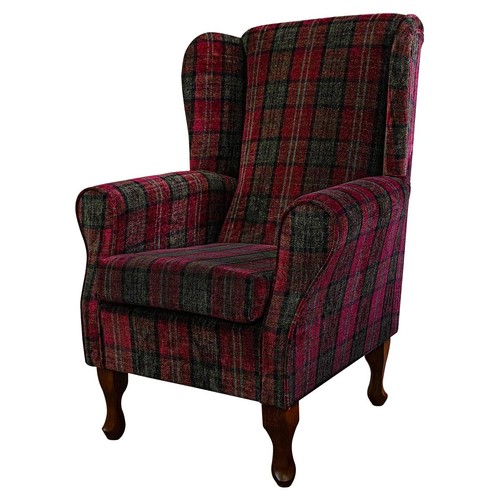 Tartan red wingback armchair - tartan,