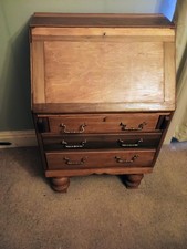 Oak Bureau Writing Desk Vintage 3-Drawer