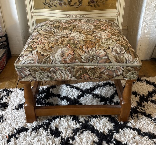 Vintage cushioned footstool - vintage,
