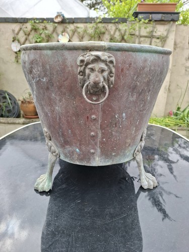 Antique copper log bin - copper,