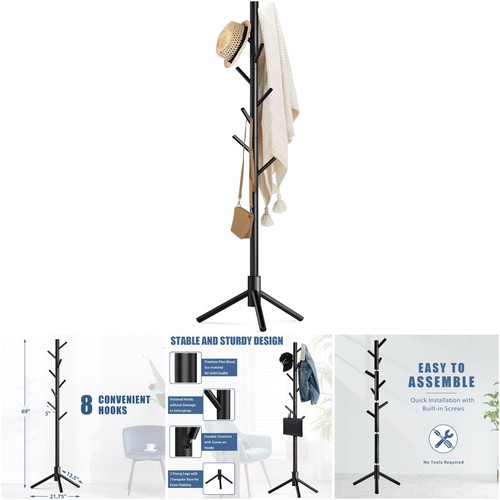 Wooden coat rack stand - coat, hooks