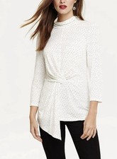 Phase Eight Top UK Size 12 – Ivory/Black – Asymmetric Hem – New with Tags RRP£55