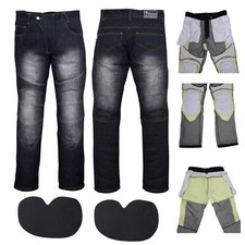 Denim Motorcycle Motorbike Pants Trousers Jeans With Protection Lining Black