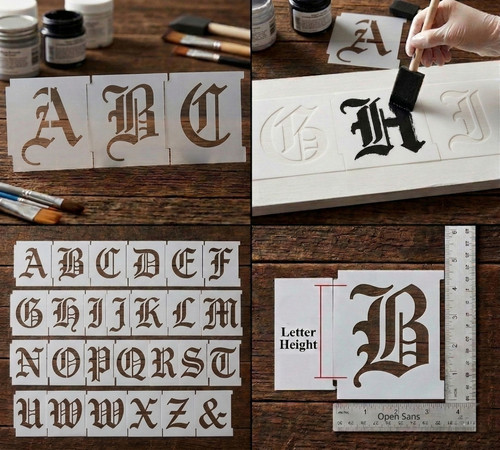 Alphabet letter stencil - alphabet, set