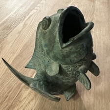 23cm brass vase koi - brass,
