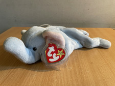 Ty Beanie Baby PEANUT Light Blue Elephant Plush Soft Toy Original Tag Protector