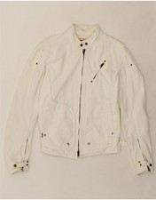LEVI'S Womens Bomber Jacket UK 14 Medium White Cotton TZ04