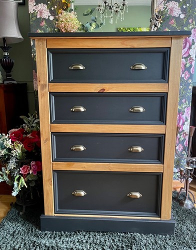 Large black solid wood chest - solid,