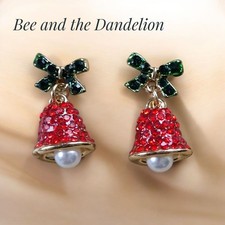 Christmas Rhinestone Crystal Bells Cute Stud Earrings