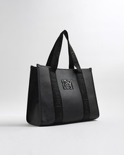 River Island Womens Shopper Bag Black RI Stud Pressed Grab Handles Metal Ri