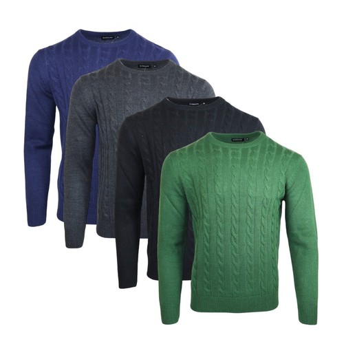 Mens sweater jumper cable crew - sweater,