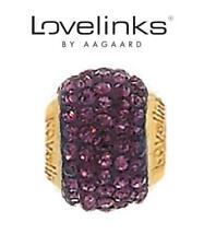 Genuine LOVELINKS 925 silver GP Amethyst purple crystal shamballa charm bead