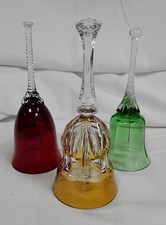 Vintage Coloured Glass Handheld Decorative Bell Trio Set - Z30