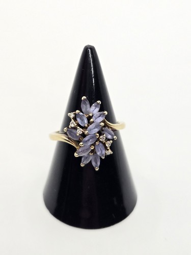 9ct gold tanzanite diamond - gold,
