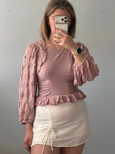 Free people pink ruffle peplum - people,