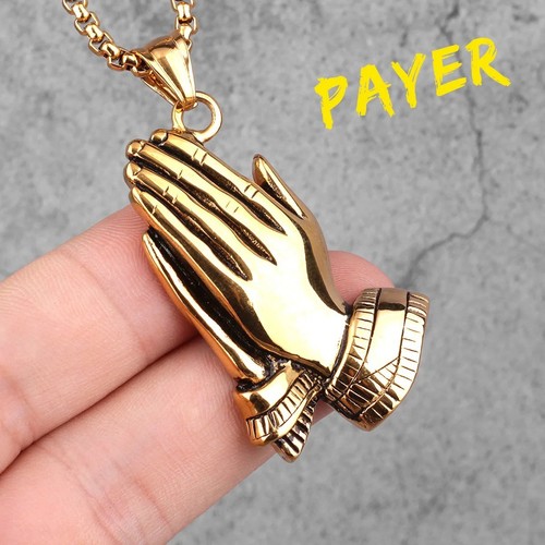 Men praying hands pendant - praying,