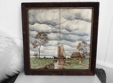 Dutch Tile Panel River Ship