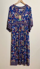 BODEN Kimono Jersey Midi Dress Maya Blue Floral New Size UK 14R