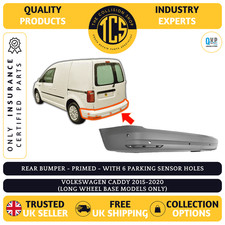 VW CADDY 2015-2020 REAR BUMPER PRIMED LWB MODELS + 6 PARKING INSURANCE CERTIFIED