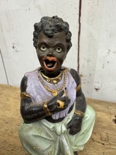 Lovely Antique Black Boy Smoking A Pipe German Bisque Nodder Figure