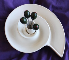 Olive serving dish white china