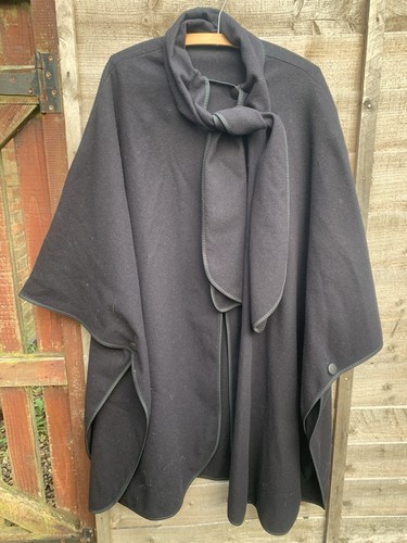 Wool dark navy black - wool, cape