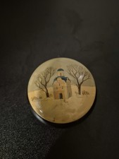 Vintage Hand Painted Russian Lacquered Wooden Trinket Box