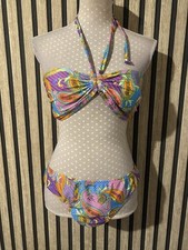 Matalan Bright Vibrant Neon Paisley Print Bikini Size 14/16 Ibiza Holiday