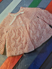 Robin 2481 Knitting PATTERN Vintage used Baby Cardigan 18-19in Chest DK OR 4PLY